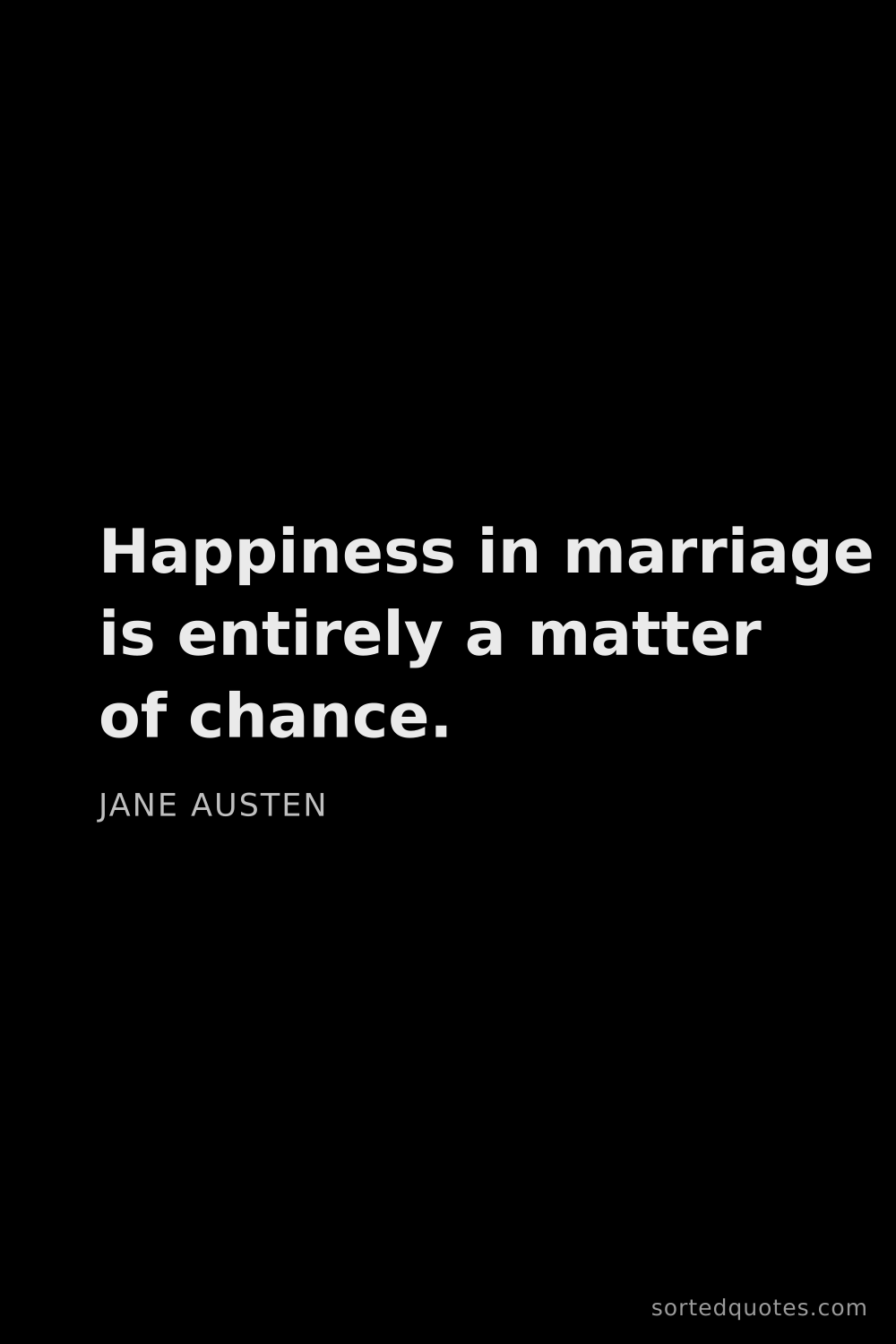 Quote by Jane Austen: "Happiness in marriage is entirely a matter of chan..."